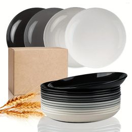 Plates 12 Piece Set Multi-color Unbreakable 6-9 Inch Plastic Microwave Dishwasher Safe Perfect For Family Dinner Dishes