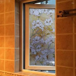 Window Stickers Yellow Magnolia Cover Film On Glass No-Glue 3D Static Self-adhesive Door Home Decorative 40/45/50/60/70/80 100cm