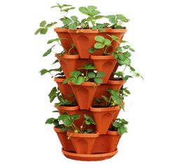 5pcs Dimensional FourPetal Flower Pot Strawberry Basin MultiLayer Superimposed Cultivation Pot Vegetable Fruit Planting Pot Y0914315437