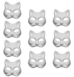 10Pcs DIY Paintable Mask Lightweight Durable Cosplay Prop Masquerade Cat Face 2207153955484