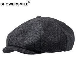 SHOWER Brand Wool Newsboy Caps Men Grey Herringbone Flat Caps Women Coffee British Gatsby Cap Autumn Winter Woolen Hats3367508