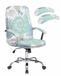 Chair Covers Ocean Shell Starfish Coral Conch Elastic Office Cover Gaming Computer Armchair Protector Seat