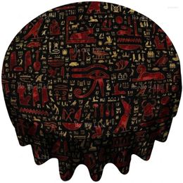 Table Cloth Colourful Ancient Egyptian Hieroglyphs Pattern Cultural Art Round Tablecloth Decorated The Kitchen