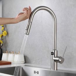 Kitchen Faucets Cold Digital 304 Stainless Steel Pull Out Sink Mixer Tap With Down Sprayer Touch Faucet