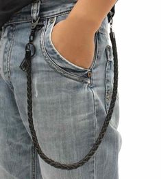 New Men039s PU Leather Punk Pants Keychain Belt Male Hip Hop Rock Fashion Western Cowboy Women Men Trousers Braid Waist Belt Ch4471621624