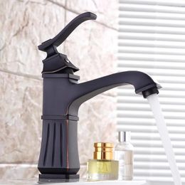 Bathroom Sink Faucets Vidric Black Square Brass Tap Nickel Brushed Single Handle Basin Faucet & Cold Mixer Washbasin Carved