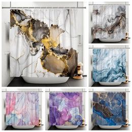 Shower Curtains Gradient Marble Texture Curtain Abstract Colourful Bath Home Decor Polyester Fabric Waterproof Bathroom With Hooks