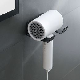 2021 New Bathroom Wall Mounted Multi Functional Carbon Steel with No Punching Electric Hair Dryer Storage Rack