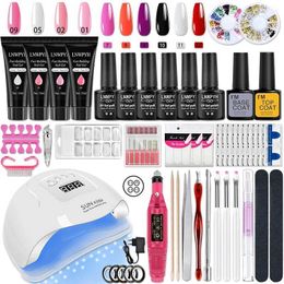 Nail Art Kits Nail Set Acrylic Nail Kit With LED Nail Lamp Dryer UV Gel Nail Polish Kit Manicure Art Tools Set Top Base Nail Drill Machine set T240510