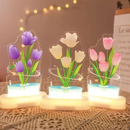 2024 New UV Printing Tulip Decorative Design Flower Night Colour Light Indoor Layout Decoration