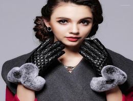 Five Fingers Gloves Touch Screen For Woman Winter Warm Genuine Leather Elegant Ladies Real Fur Sheepskin12144365