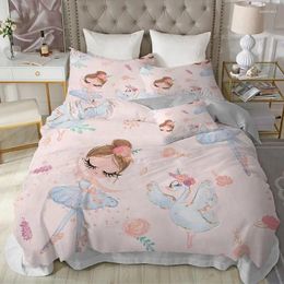Bedding Sets Modern Cute Princess Children's Set Soft Home Textile Polyester 3D Printing Bed Bedroom Gift