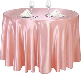 Table Cloth Round Satin Tablecloths Rose Gold Bright Silk Cover For Wedding Banquet Solid Colour Birthday Decoration