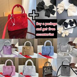 2024 Luxury Tote Bag Fashionable Rhinestone Clutches Versatile Handbags for Women Cross Body Multi-Color Canvas Lined Zippered