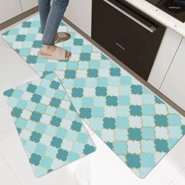 Carpets Geometric Print Kitchen Floor Mat For Living Room Decor Green Colour Carpet Home Entrance Doormat Balcony Door Anti Slip Rug