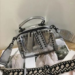 Shoulder Bags For Women 2024 Fashion Handbag Cracked Pattern Wide Strap Rivet Single Messenger Bag Tide Bolso Mujer