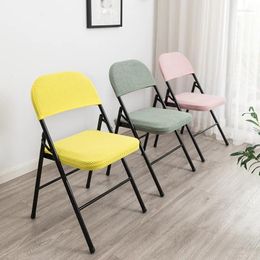 Chair Covers Folding Cover Dining Room Slipcover For Office Household Backrest Seat Case Solid Colour Dustproof Protector