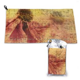 Towel Floral | Romantic Motif Music Background Quick Dry Gym Sports Bath Portable Persian Beautiful Rosses