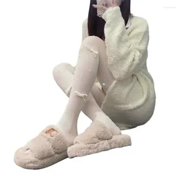 Women Socks Autumn Winter Ribbed Tights Stockings Japanese Style Teen Girls Sweet Bowknot False Pearl Pantyhose Slimming Leggings
