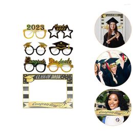 Disposable Cups Straws Graduation Season Wedding Accessories Party Decors Props Eyeglasses Cap Decoration
