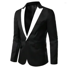 Men's Suits 2024 Arrival Suit Single Button Slim Fit Party Wedding Casual Blazer Black And White Solid Design Collar Blazers