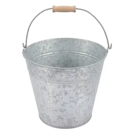 Vases Stainless Steel Bucket Small Decorative Flower Metal Planters Outdoors Creative Vintage Tin Buckets Party Pot Handle Keg