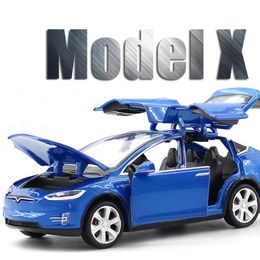 1 32 Simulation MODEL X Alloy Car Model Diecasts Toy Vehicles Decoration Sound Light Kid Toys For Children Christmas Gifts Boy 240510