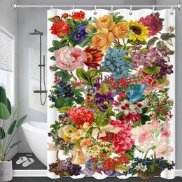 Shower Curtains Bathroom Beautiful Artistic Floral Curtain Art Watercolor Flowers Polyester Fabric Home Decoration With Hooks