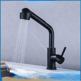 Kitchen Faucets 304 Stainless Steel Brushed Gold Faucet Pull Out Sink Water Single Handle Mixer Tap 360 Rotation Shower