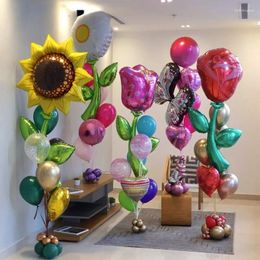 Party Decoration Sunflower Rose Aluminium Film Shaped Balloons Wedding Valentine's Day Birthday Bar Wine Glass Gift