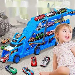 Large Kid Truck Deformation Transporter Car Toys Models Educational Model Folding Track Racing Vehicle Boys Girls Birthday Gift 240510