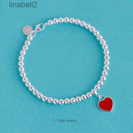 t Jewlery Designer Bracelet Hot Selling Enamel Love Ball Red Blue Pink Heart-shaped Pendant Bracelet for Women Gift DV5A