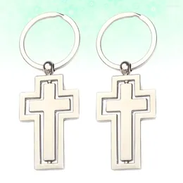 Keychains 2pcs Gift Religion Theme Key Holder Rotating Pendant Zinc Alloy Rings Craft Ornaments