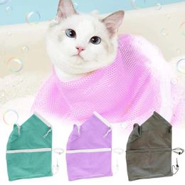 Cat Carriers 1pc Pet Soft Grooming Bag Adjustable Multifunctional Polyester Washing Shower Mesh Bags Nail Trimming