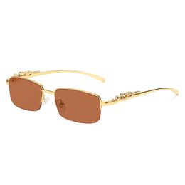 Designer Fashion Carter half frame sunglasses mens metal cheetah head optical glasses net Red Street Photo Sunglasses Women category PKFH