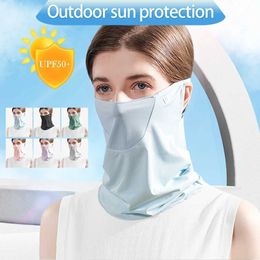 Fashion Face Masks Neck Gaiter Outdoor Ice Silk Sunscreen facial mask Summer UPF50+UV Protection Cover Cap Scarf Breathable Ear Q240510