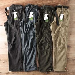 Outdoor windproof and waterproof spring and autumn men's thin soft shell pants straight tube casual pants multi bag cargo pants