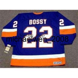 Vin Weng Men Women Youth MIKE BOSSY New York 1982 CCM Vintage Hockey Jersey Custom Goalie-cut Any Name Any Number