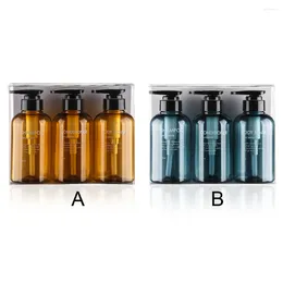 Liquid Soap Dispenser Pack Of 3 Travel Bottles 300ml Bathroom Container Grey Blue