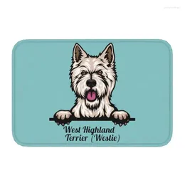 Carpets Peeking Dog West Highland White Terrier Front Floor Door Entrance Mats Outdoor Westie Bath Kitchen Doormat Garden Carpet Rug