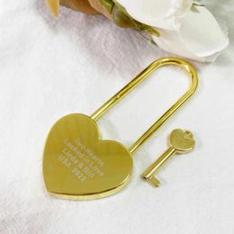 Party Favour Personalised Gold Love Lock Heart Padlock With Key Engraved Wedding Engagement Anniversary Gift
