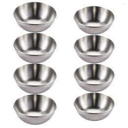 Plates 8 Pcs Japanese-style Silver Sauce Dish Dip Dishes Stainless Steel Seasoning Dipping Bowls