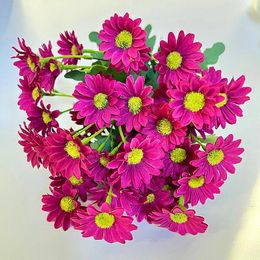 Decorative Flowers Artificial Daisy Bouquet Fake Silk Wedding Party Flower Arrangement Accessories Home Room Table Decor Plants