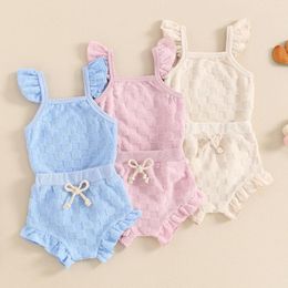 Clothing Sets Summer Infant Baby Girl 2pcs Tracksuits Set Toddler Sleeve Square Neck Romper And Elastic Waist Shorts Children Outfits