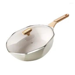 Pans Octagonal Non-stick Frying Pan Wok With Lid Household Egg Steak Cooking Pot Gas Stove Induction Universal Cooker Nonstick