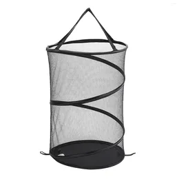 Laundry Bags Hamper Mesh Dorm Basket Round Dirty Clothes Bedroom With Handles Toy Storage Portable Foldable Durable Collapsible