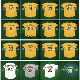 Vin Vintage Baseball Jersey Reggie Jackson Rickey Henderson Jose Canseco Mark 25 McGwire Jason Giambi Dennis Eckersley Dusty Baker Frank Thomas