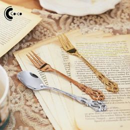 Coffee Scoops Spoon Durable Colorful Colors Stainless Steel Forks Dessert Light Luxury Creative Mirror Polishing Fruit Fork