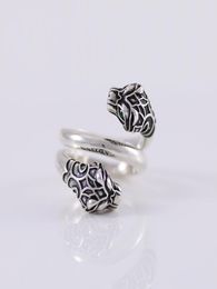 S925 silver double head ring vintage sterling silver twisted arm double head ring British style hip hop male and female ring6622994