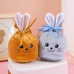 Gift Wrap Easter Candy Bag Egg Hunt Bags 5 Cute Cartoon Ear Flannel Goodies Snack Present For Happy